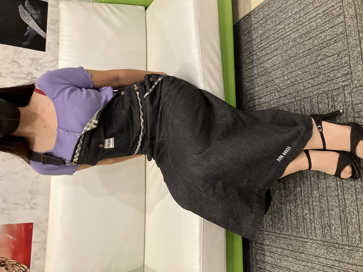 Pink House Black Denim Dress with Tags, Like New & Short Sleeve Top Set, Women's, Long Length, Black, Classical Coordination, , Used