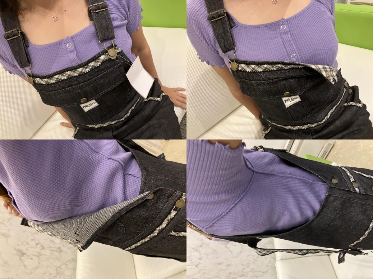 Pink House Black Denim Dress with Tags, Like New & Short Sleeve Top Set, Women's, Long Length, Black, Classical Coordination, , Used