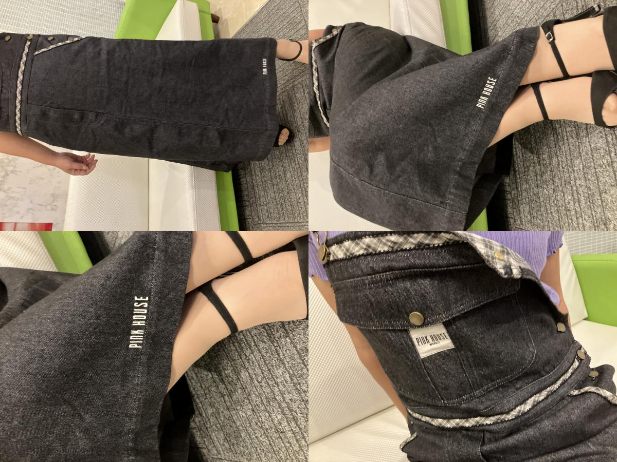 Pink House Black Denim Dress with Tags, Like New & Short Sleeve Top Set, Women's, Long Length, Black, Classical Coordination, , Used