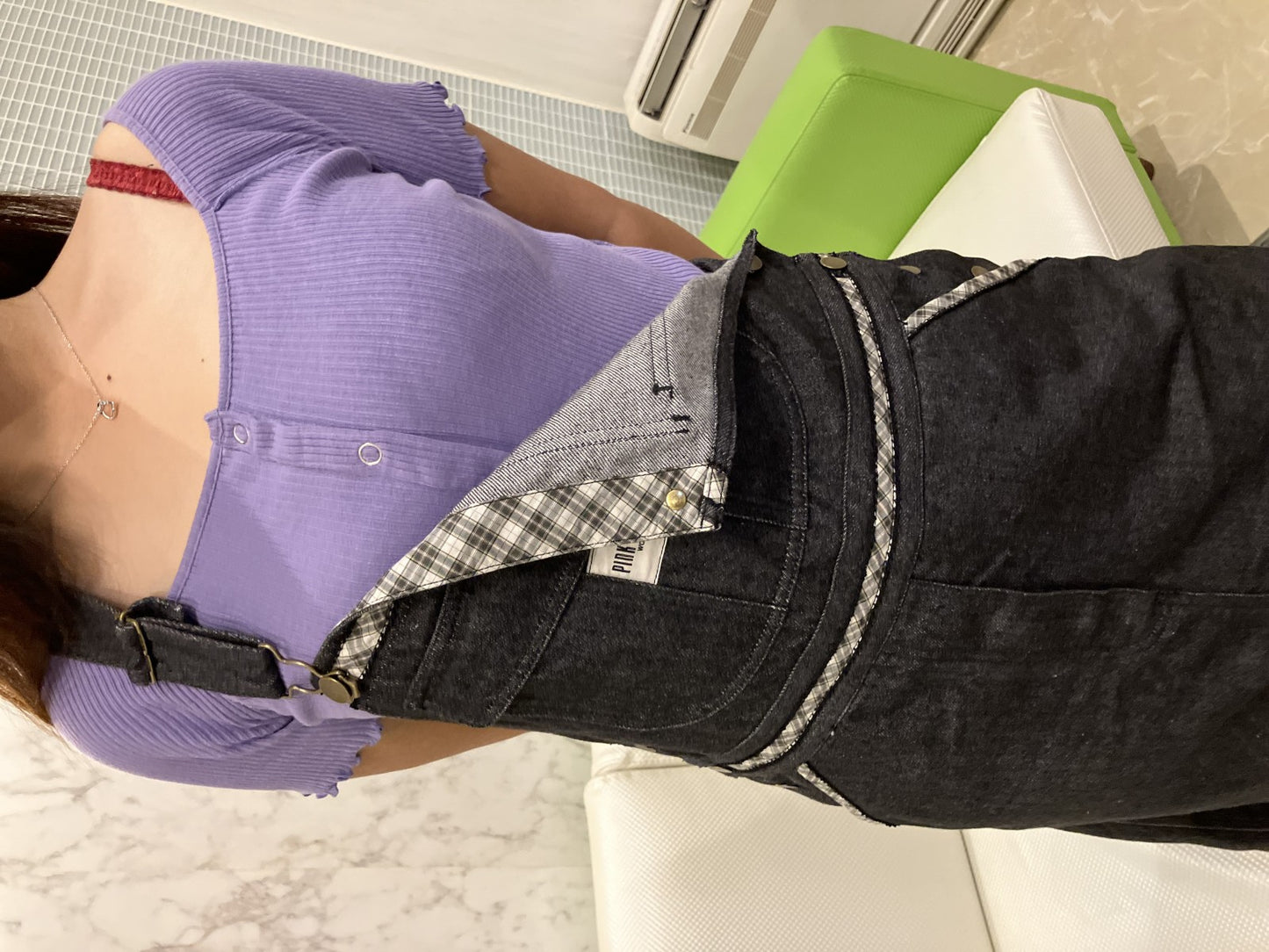 Pink House Black Denim Dress with Tags, Like New & Short Sleeve Top Set, Women's, Long Length, Black, Classical Coordination, , Used