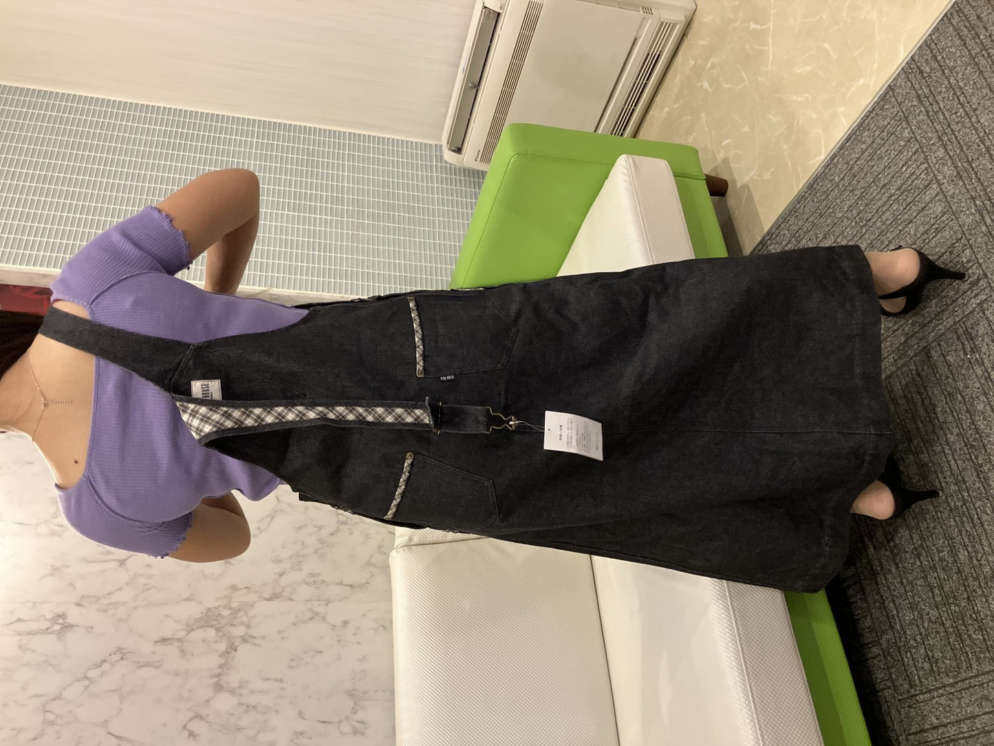 Pink House Black Denim Dress with Tags, Like New & Short Sleeve Top Set, Women's, Long Length, Black, Classical Coordination, , Used