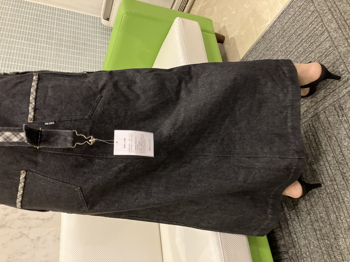 Pink House Black Denim Dress with Tags, Like New & Short Sleeve Top Set, Women's, Long Length, Black, Classical Coordination, , Used