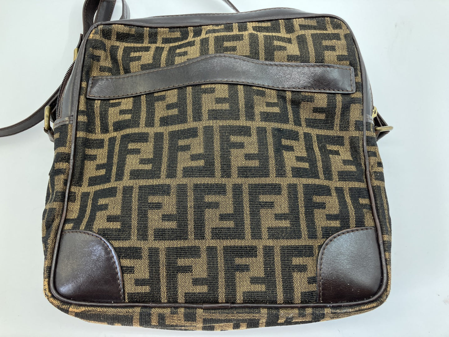 FENDI Zucca FF Canvas Shoulder Bag Brown Crossbody Vintage Italy