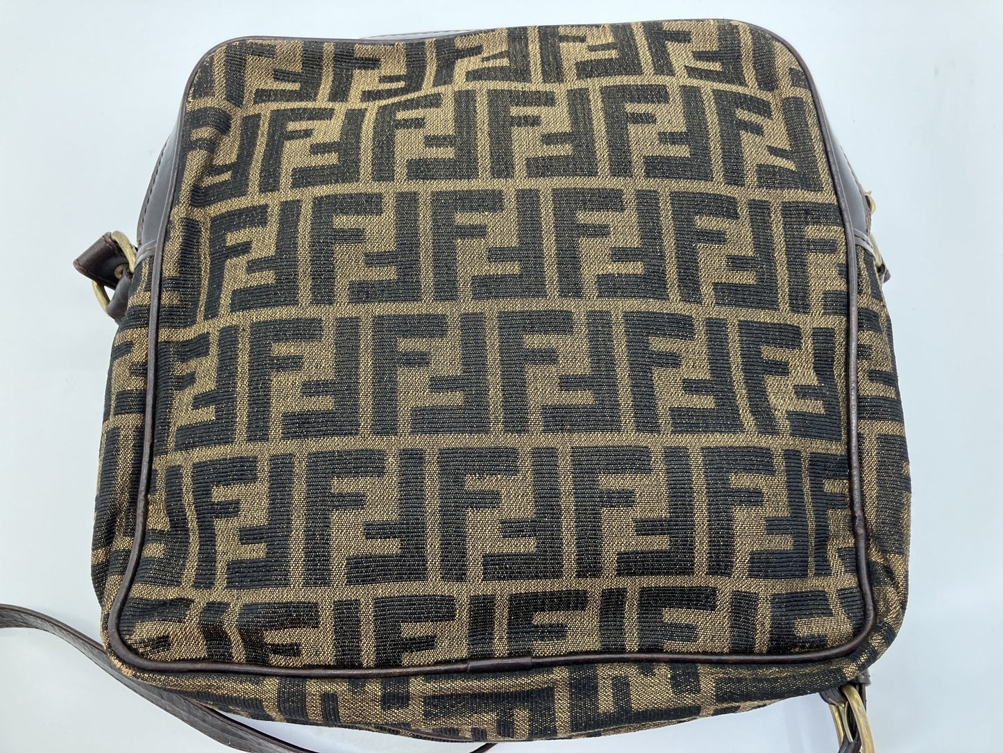 FENDI Zucca FF Canvas Shoulder Bag Brown Crossbody Vintage Italy