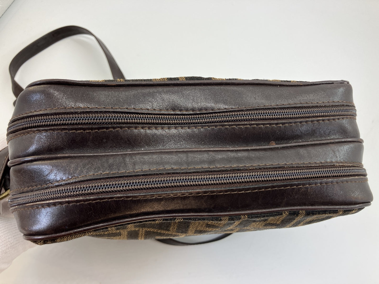 FENDI Zucca FF Canvas Shoulder Bag Brown Crossbody Vintage Italy