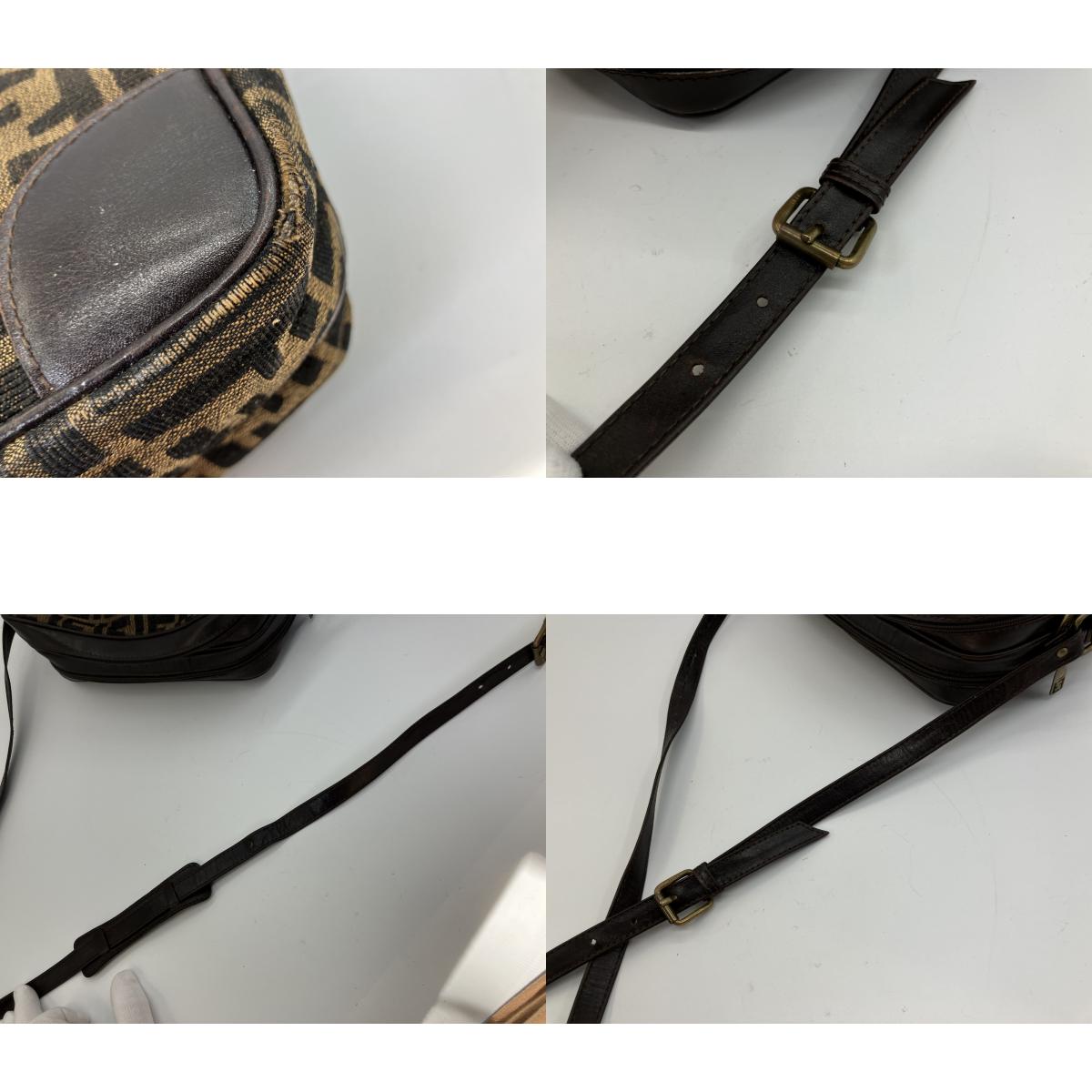FENDI Zucca FF Canvas Shoulder Bag Brown Crossbody Vintage Italy