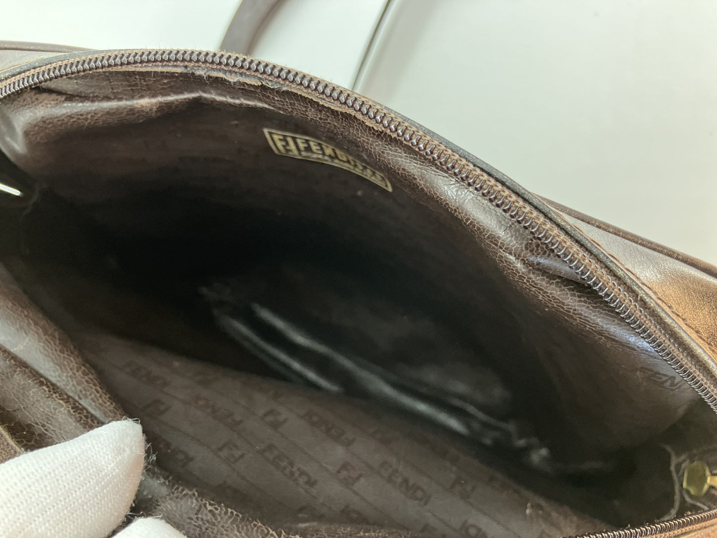 FENDI Zucca FF Canvas Shoulder Bag Brown Crossbody Vintage Italy