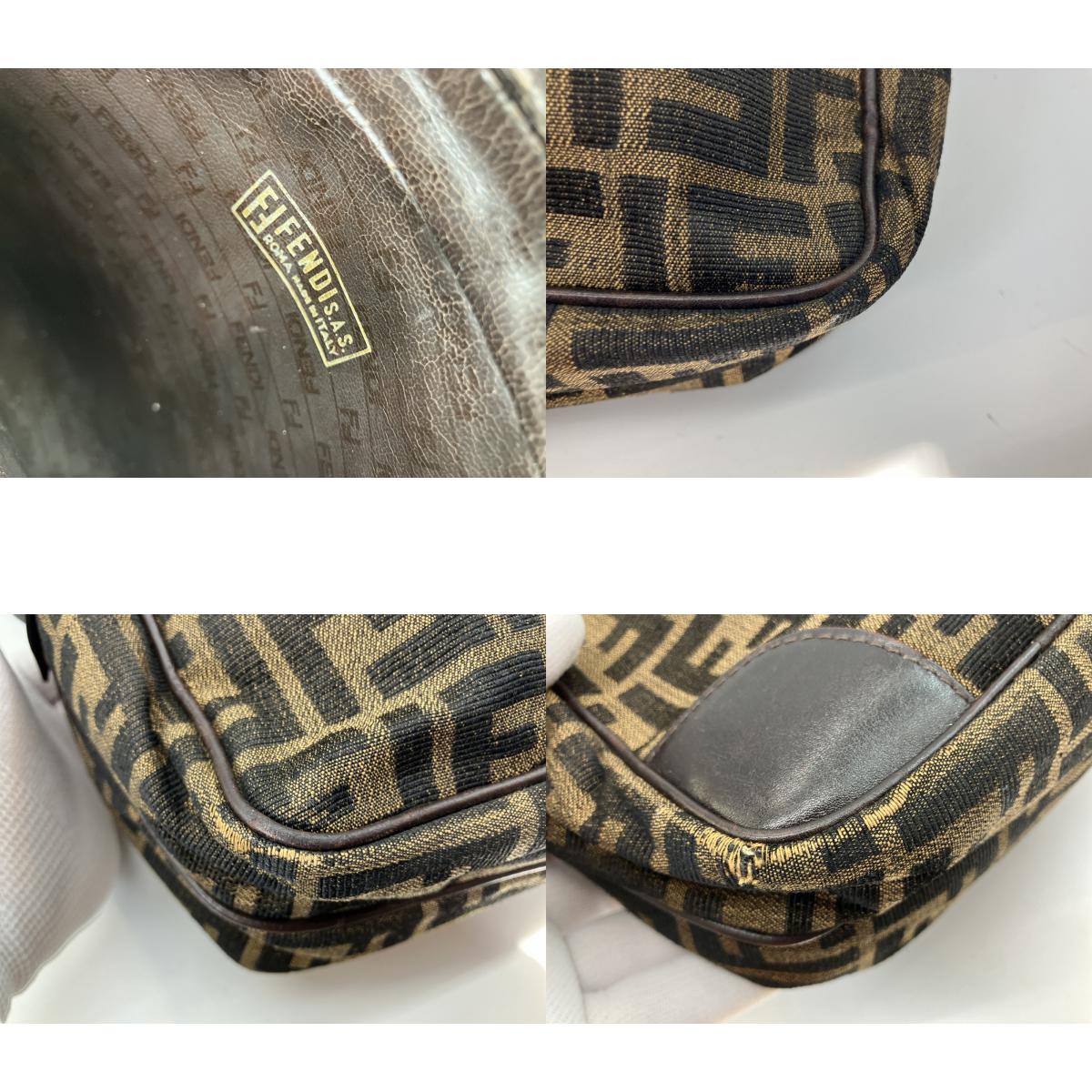 FENDI Zucca FF Canvas Shoulder Bag Brown Crossbody Vintage Italy