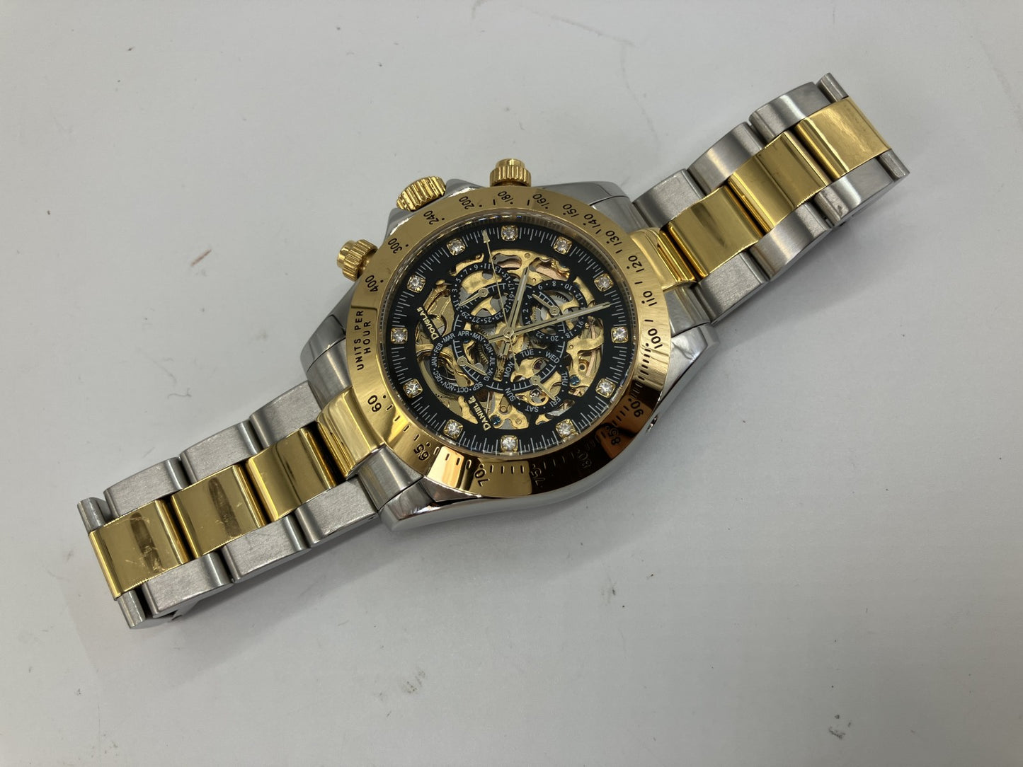 Daniel & Douglas DD8802 Automatic Skeleton Watch Gold Silver Mens