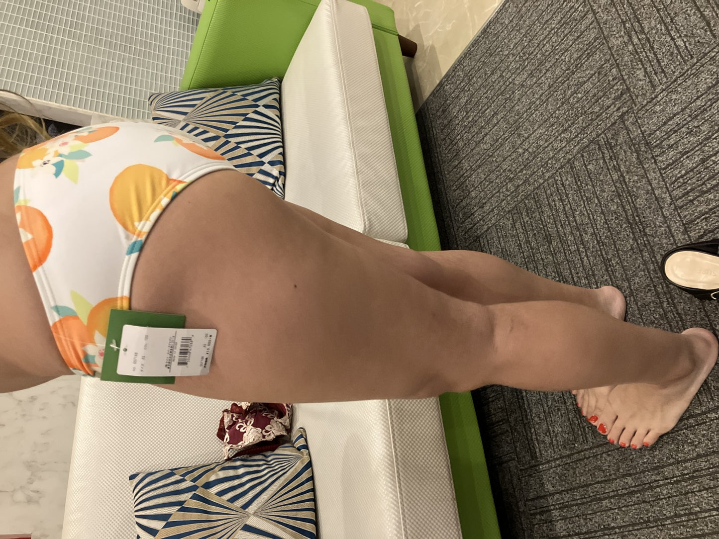 Kate Spade Bikini Bottom Orange Floral White XS New with Tags Model Worn