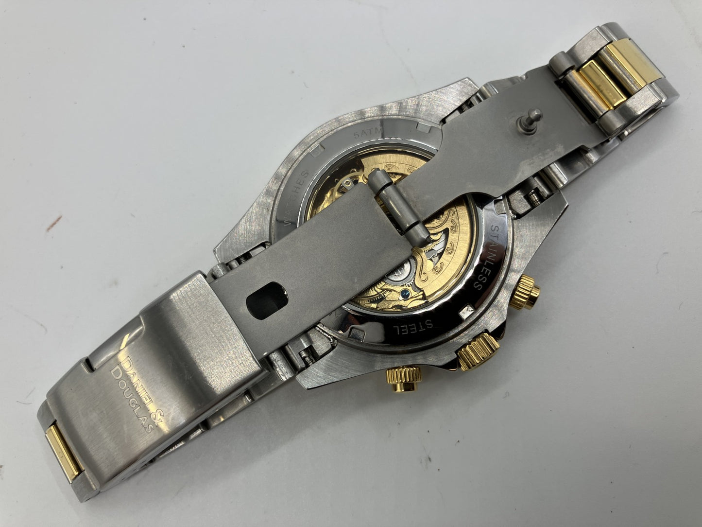 Daniel & Douglas DD8802 Automatic Skeleton Watch Gold Silver Mens