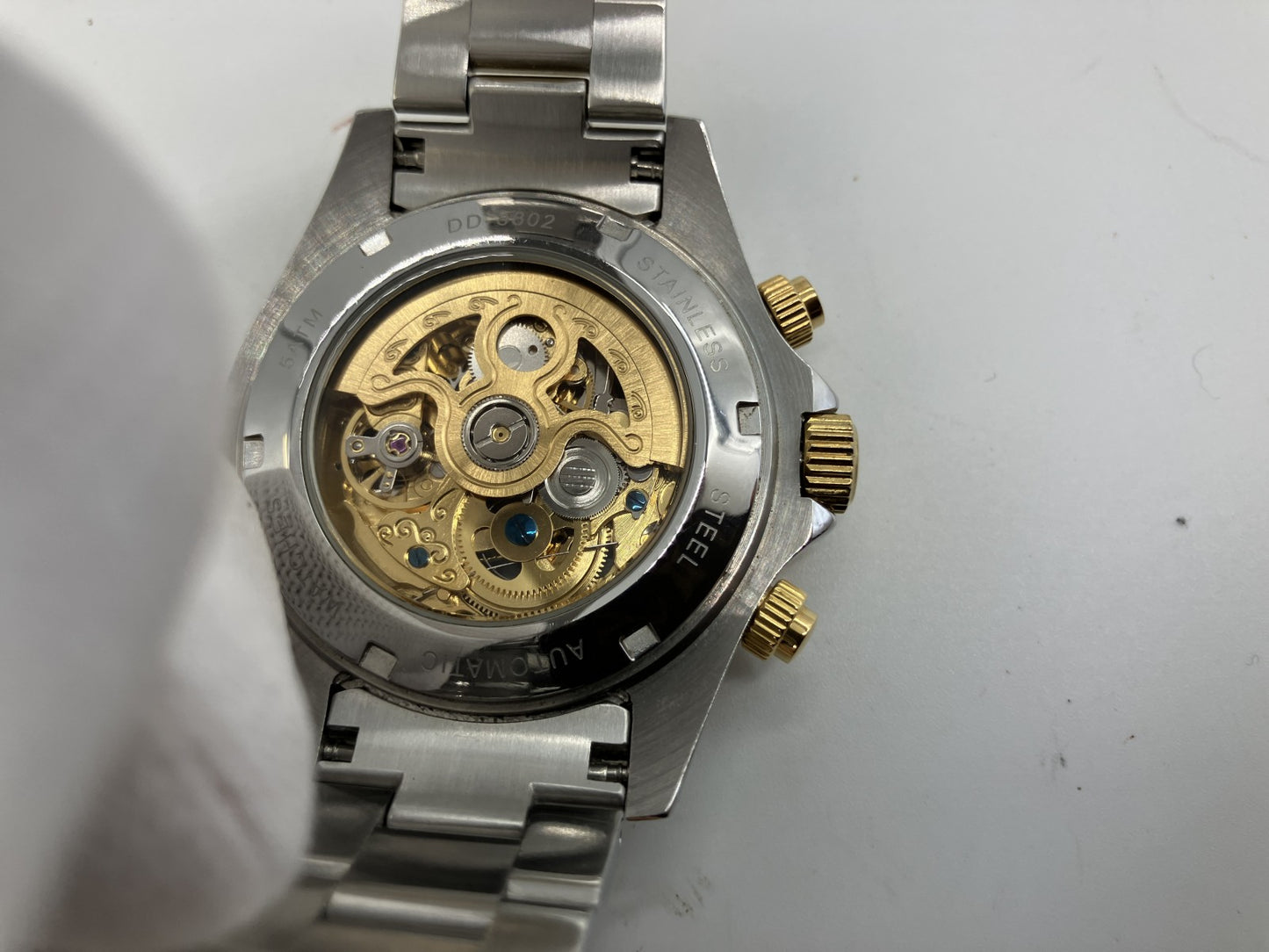 Daniel & Douglas DD8802 Automatic Skeleton Watch Gold Silver Mens