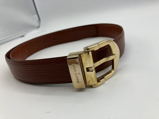 LOUIS VUITTON Epi Brown Leather Belt Gold Buckle Size 110/44 Date Code CT1908 France