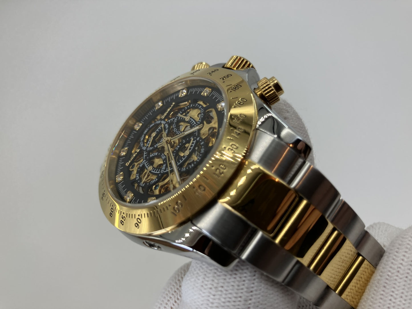 Daniel & Douglas DD8802 Automatic Skeleton Watch Gold Silver Mens