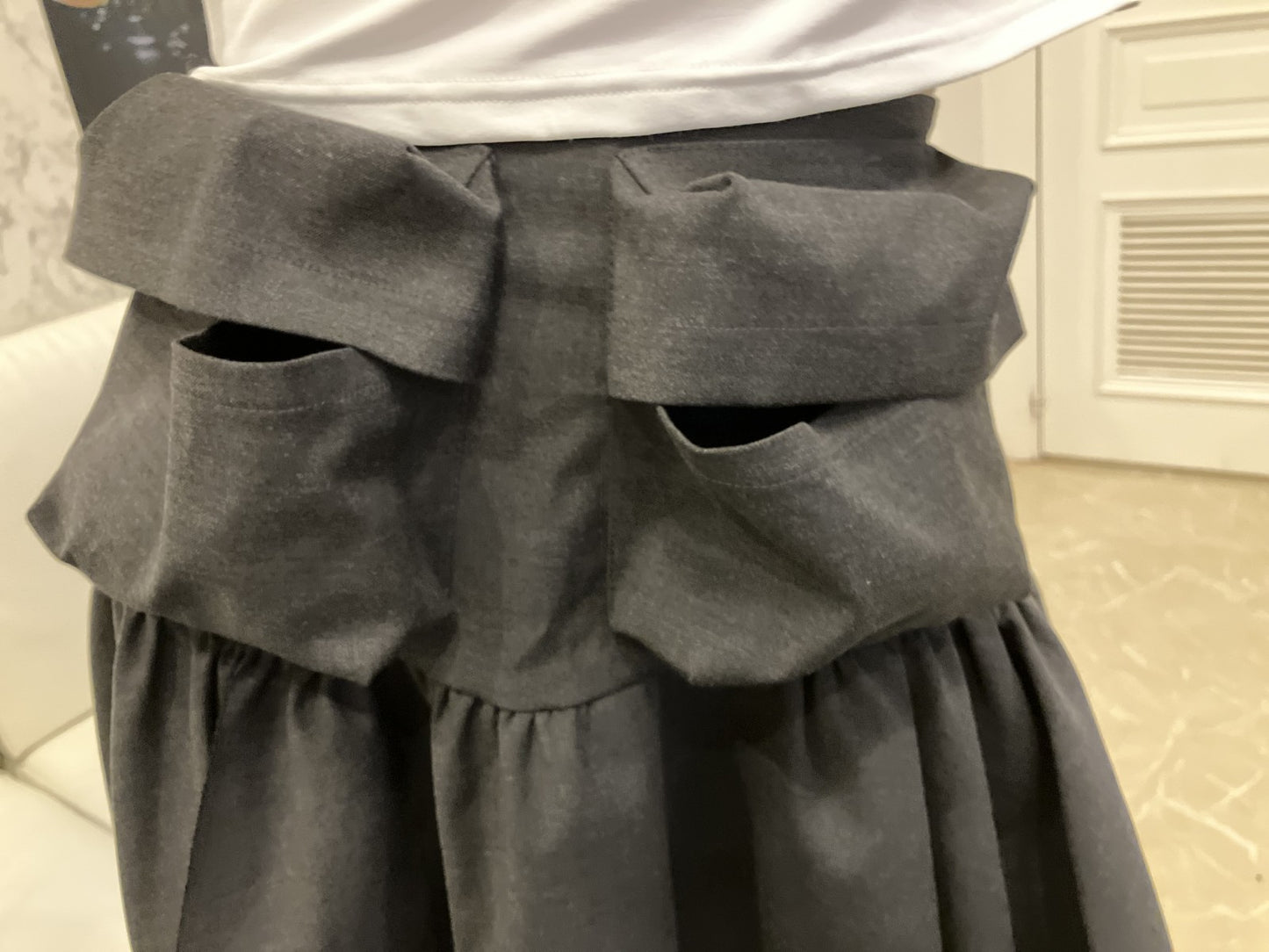 MARIGOLD SHADOWS Skirt S size Asymmetrical Avant-garde Black