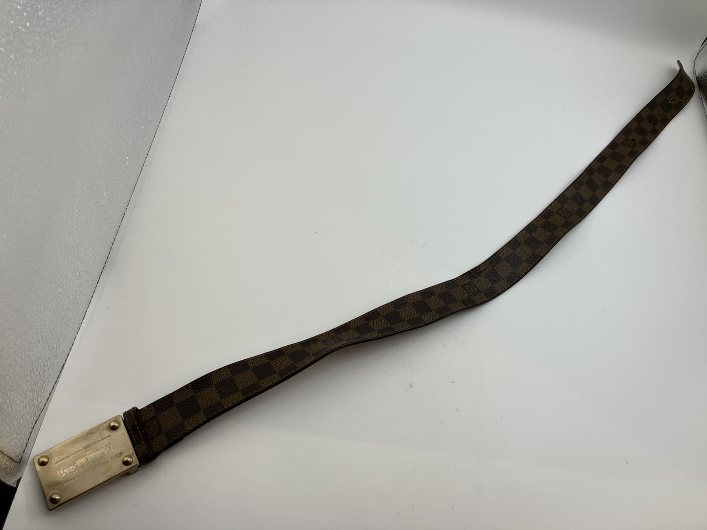 ＬＯＵＩＳ ＶＵＩＴＴＯＮ サンチュール・アンヴァントゥール ブラウン＆ゴールドベルト 全長95ｃｍ 幅４ｃｍ 送料無料