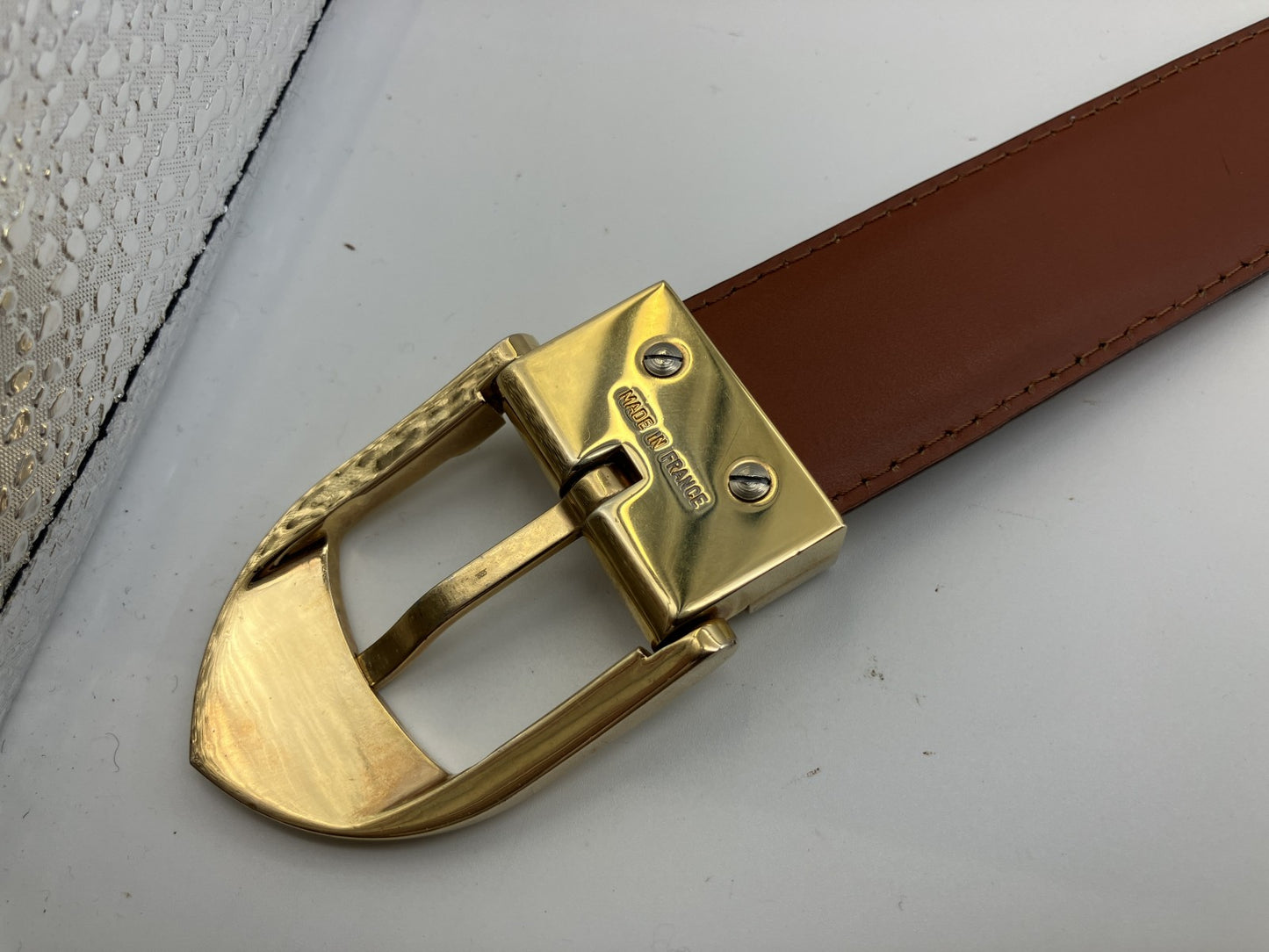 LOUIS VUITTON Epi Brown Leather Belt Gold Buckle Size 110/44 Date Code CT1908 France
