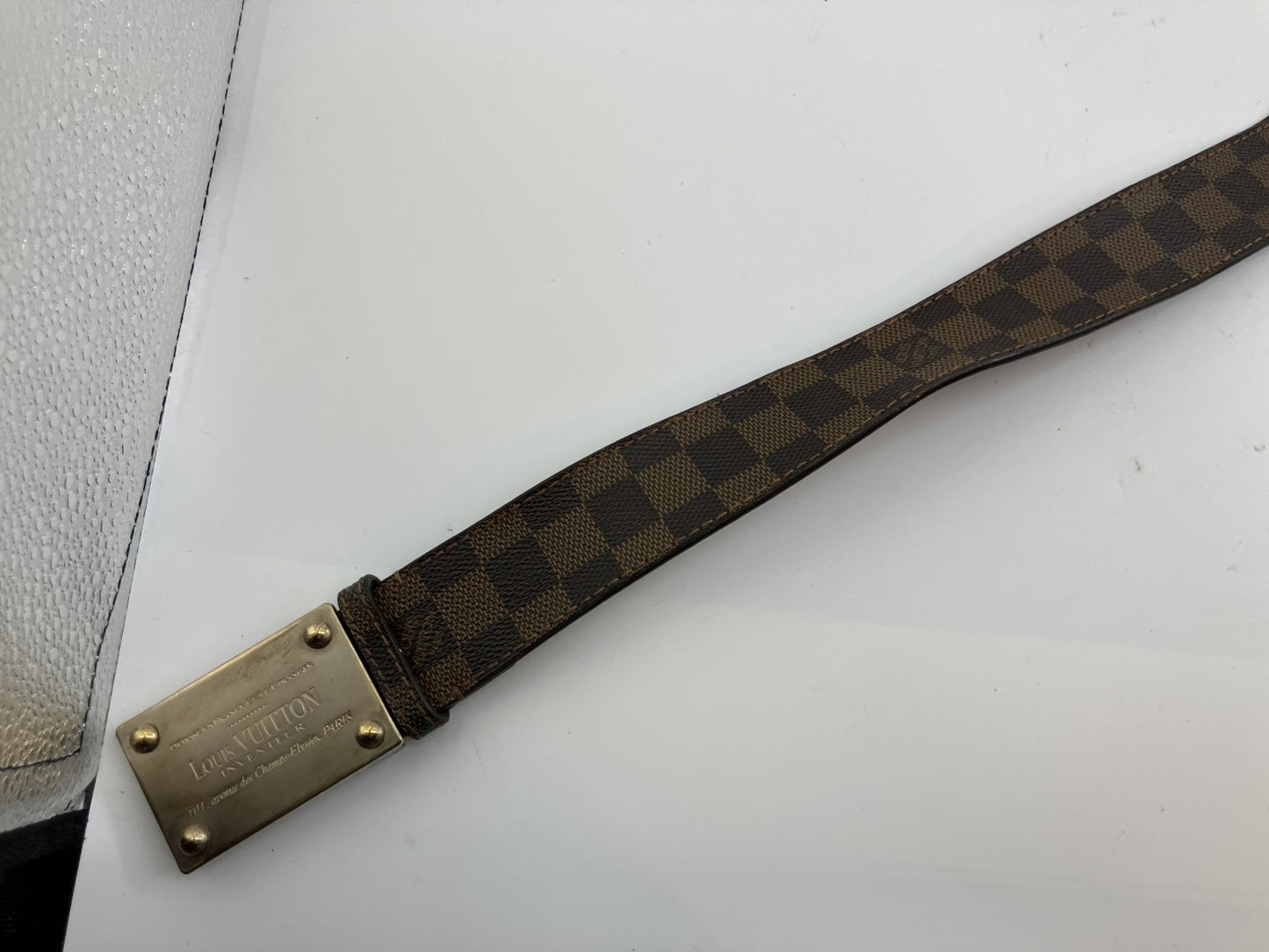 LOUIS VUITTON Centur Inventeur Brown &amp; Gold Belt Total Length 95cm Width 4cm Free Shipping 