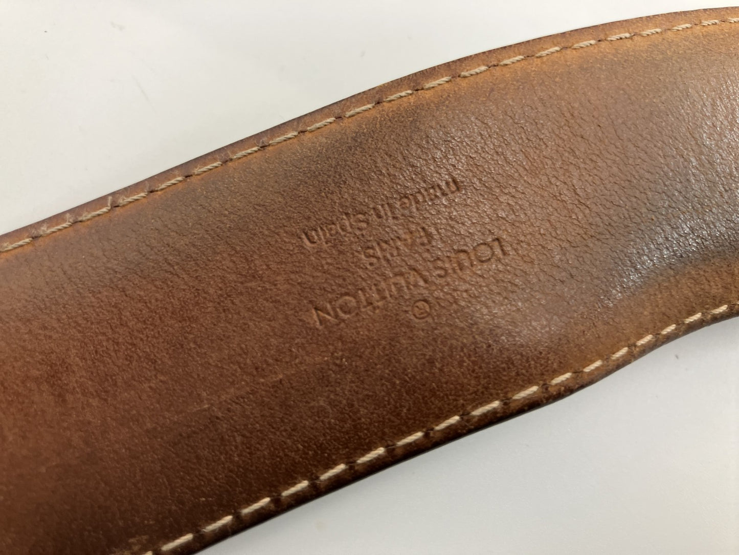ＬＯＵＩＳ ＶＵＩＴＴＯＮ サンチュール・アンヴァントゥール ブラウン＆ゴールドベルト 全長95ｃｍ 幅４ｃｍ 送料無料