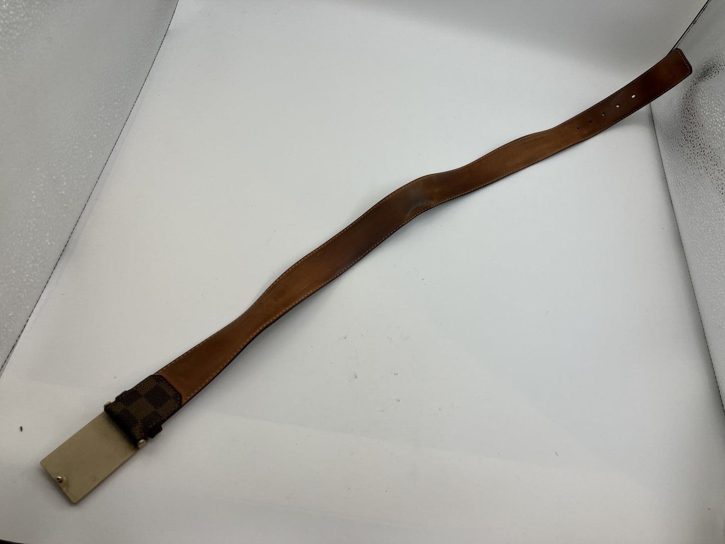 ＬＯＵＩＳ ＶＵＩＴＴＯＮ サンチュール・アンヴァントゥール ブラウン＆ゴールドベルト 全長95ｃｍ 幅４ｃｍ 送料無料