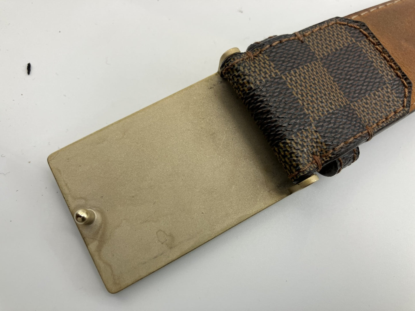 ＬＯＵＩＳ ＶＵＩＴＴＯＮ サンチュール・アンヴァントゥール ブラウン＆ゴールドベルト 全長95ｃｍ 幅４ｃｍ 送料無料