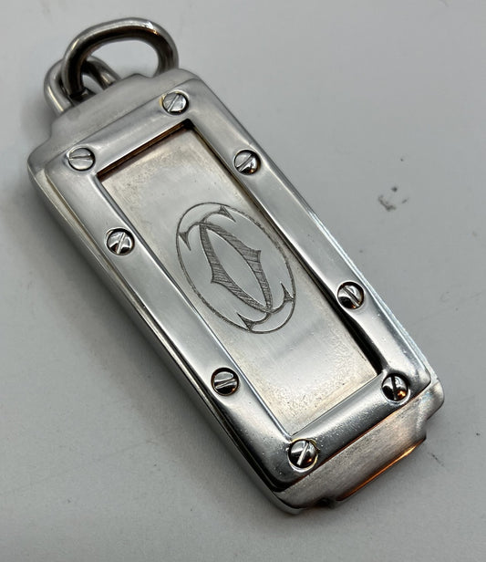 Cartier Santos Pendant 4.9 x 1.9 cm (1.93 x 0.75 inch) Keychain Silver Free Shipping 