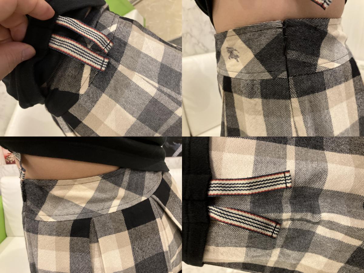 BURBERRY Blue Label Check Pattern Culottes Skirt 36 & Logo Top FAF01-655 Black 38 Women's Top and Bottom Set Outfit Burberry Setup Authentic Second-hand Goods Dealer Licensed