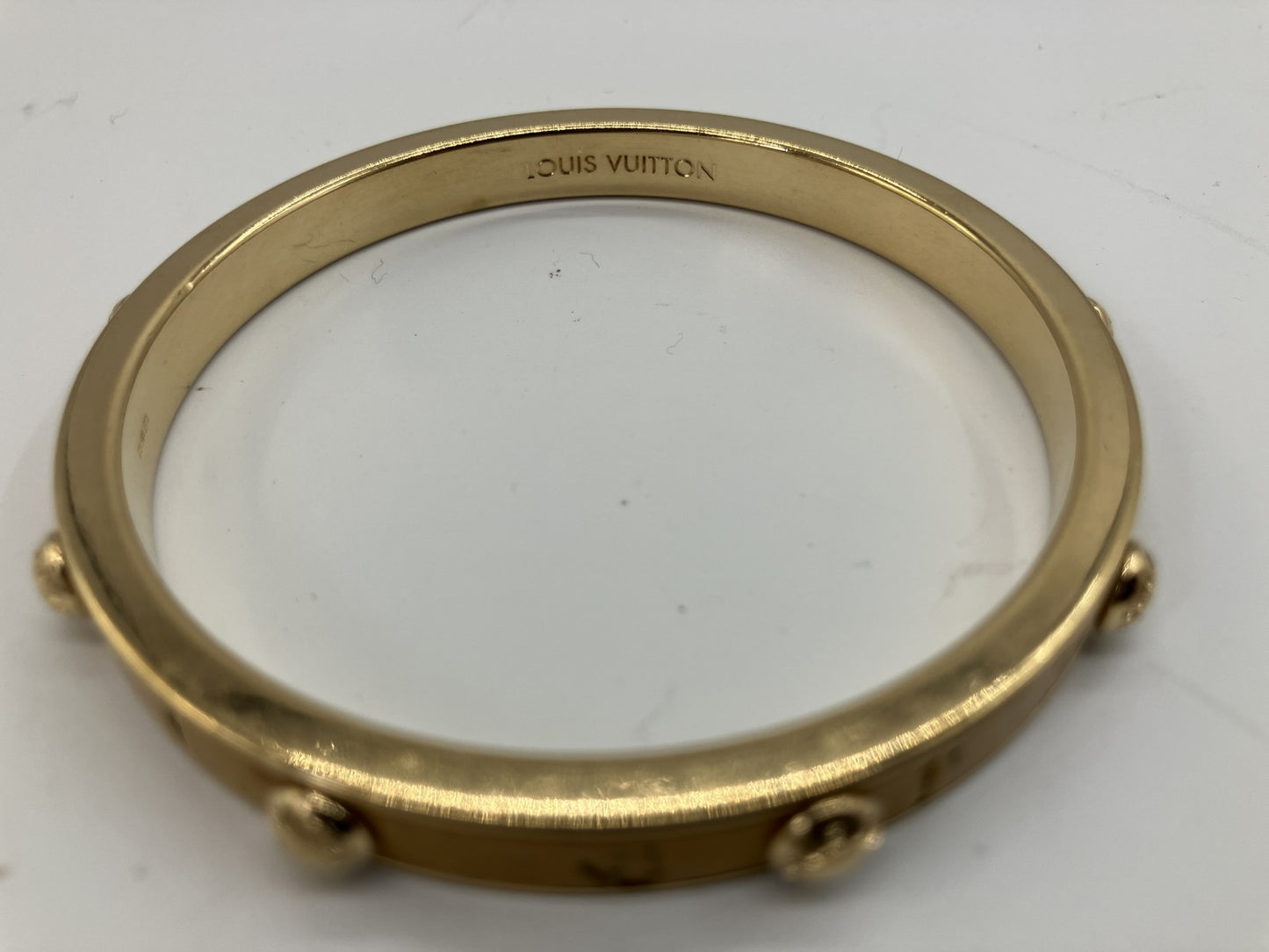 Louis Vuitton Bangle Bracelet Gold Yellow Resin Stud Size S LE0112 Vintage