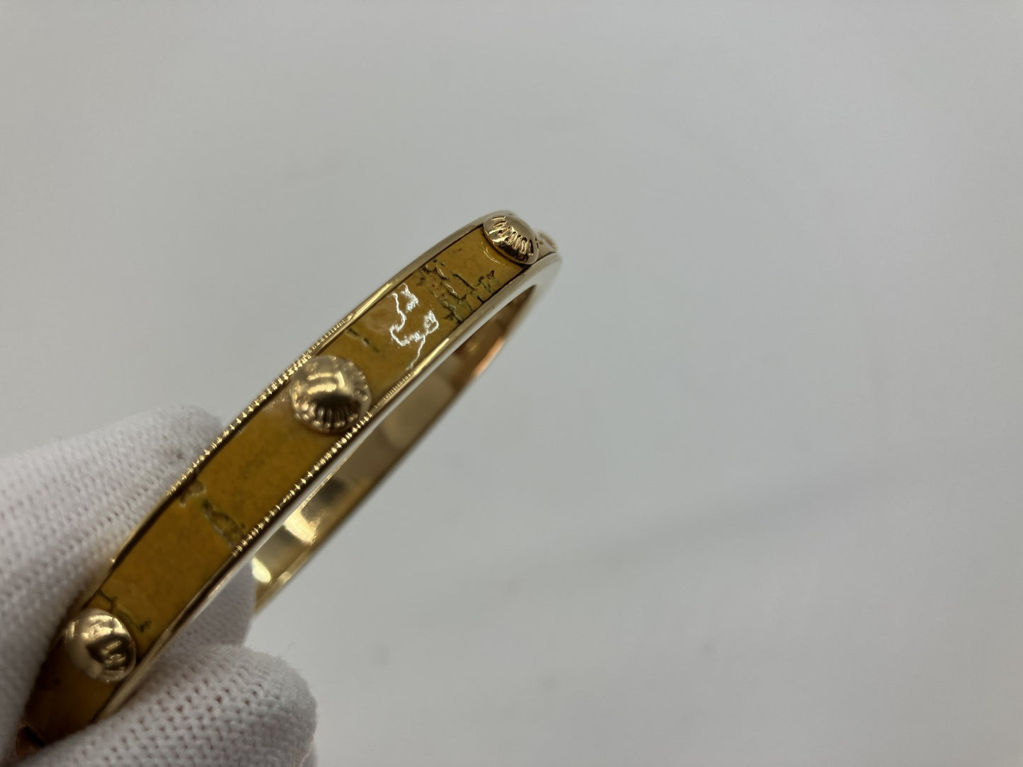 Louis Vuitton Bangle Bracelet Gold Yellow Resin Stud Size S LE0112 Vintage