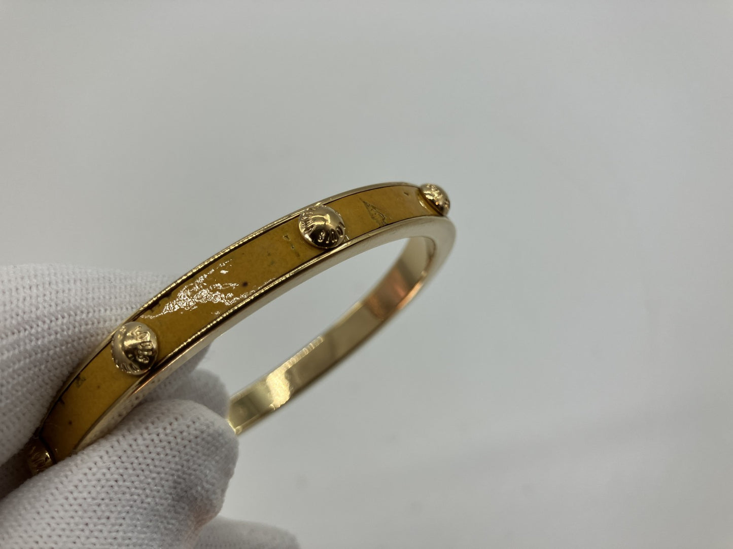 Louis Vuitton Bangle Bracelet Gold Yellow Resin Stud Size S LE0112 Vintage