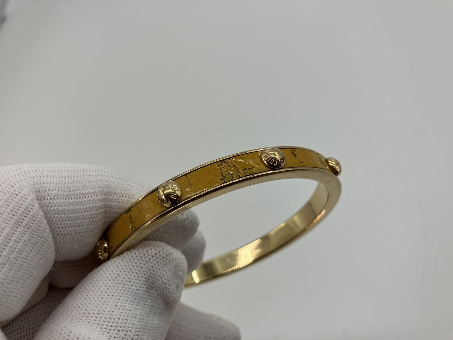 Louis Vuitton Bangle Bracelet Gold Yellow Resin Stud Size S LE0112 Vintage