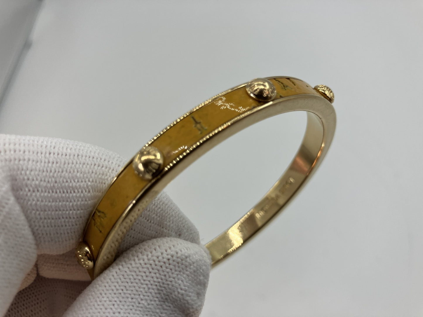 Louis Vuitton Bangle Bracelet Gold Yellow Resin Stud Size S LE0112 Vintage
