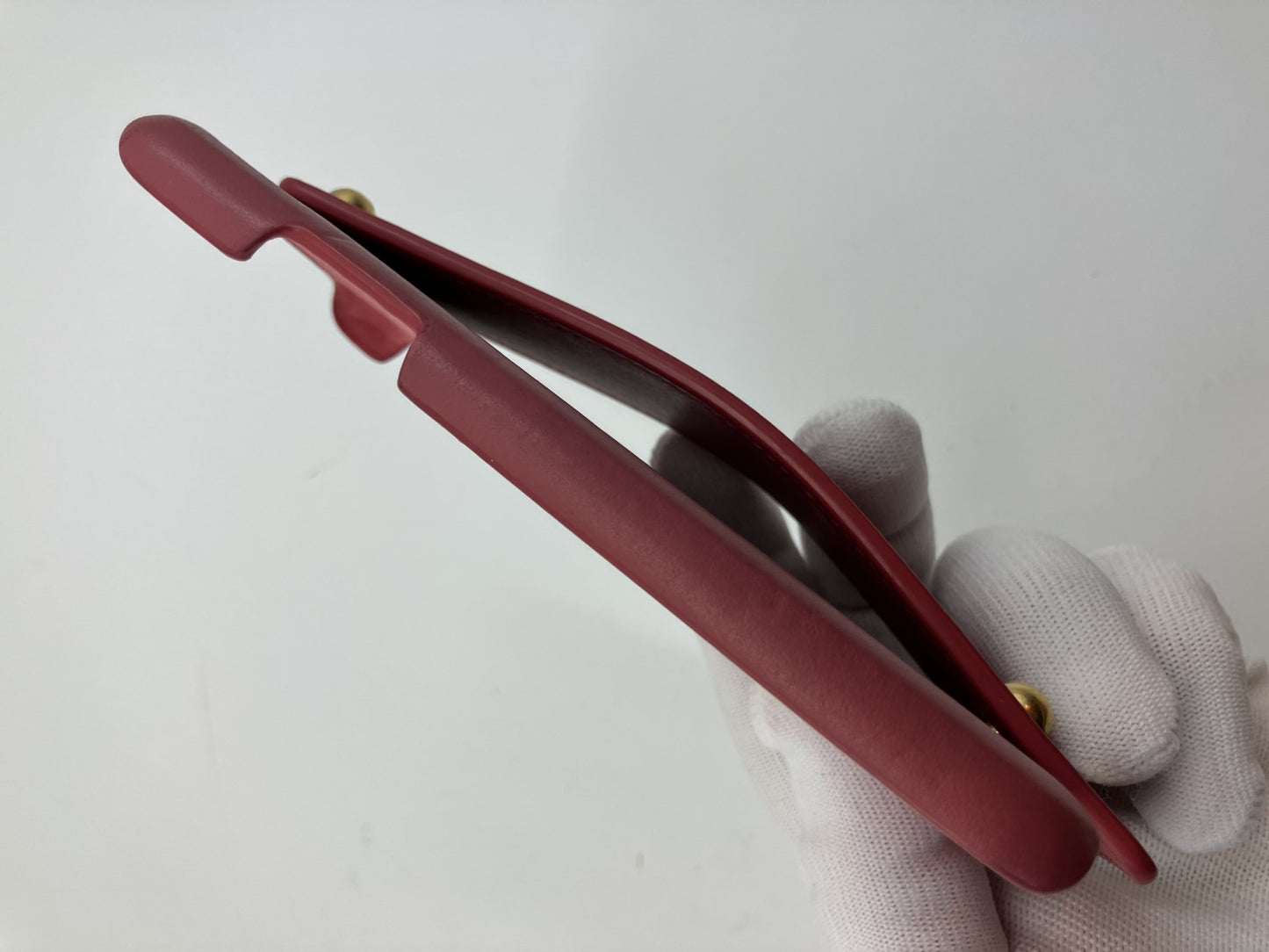 Christian Dior iPhone X/XS Case Red Leather Strap Handle Gold Studs Italy