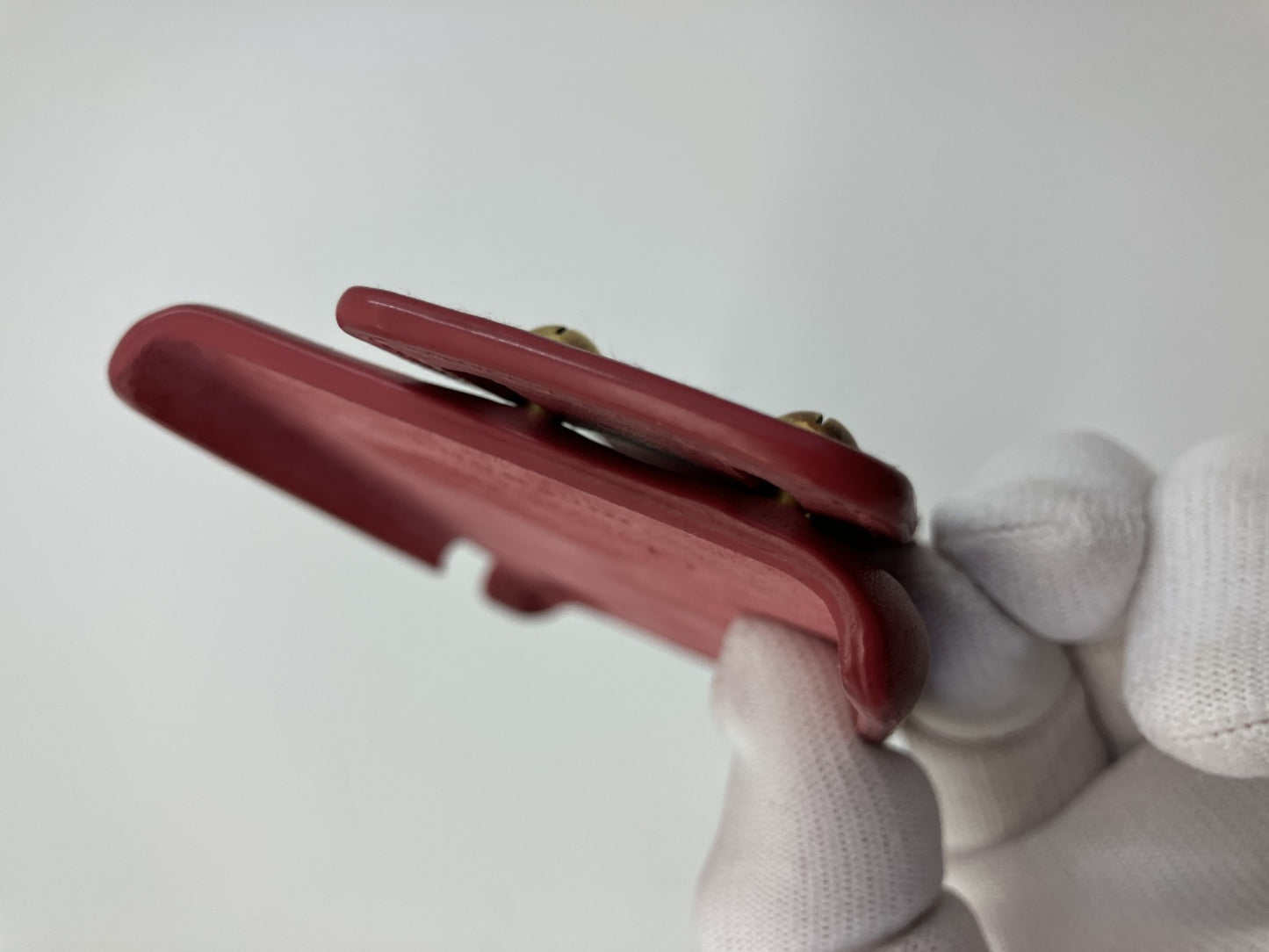 Christian Dior iPhone X/XS Case Red Leather Strap Handle Gold Studs Italy