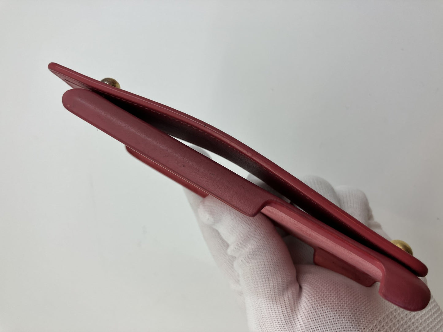 Christian Dior iPhone X/XS Case Red Leather Strap Handle Gold Studs Italy