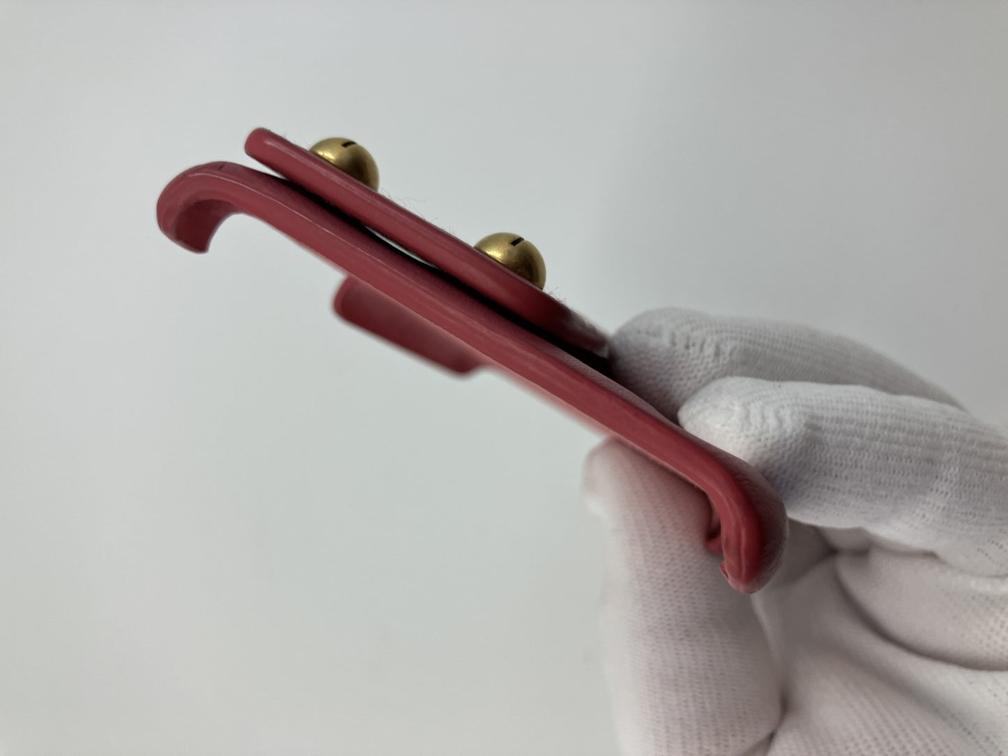 Christian Dior iPhone X/XS Case Red Leather Strap Handle Gold Studs Italy