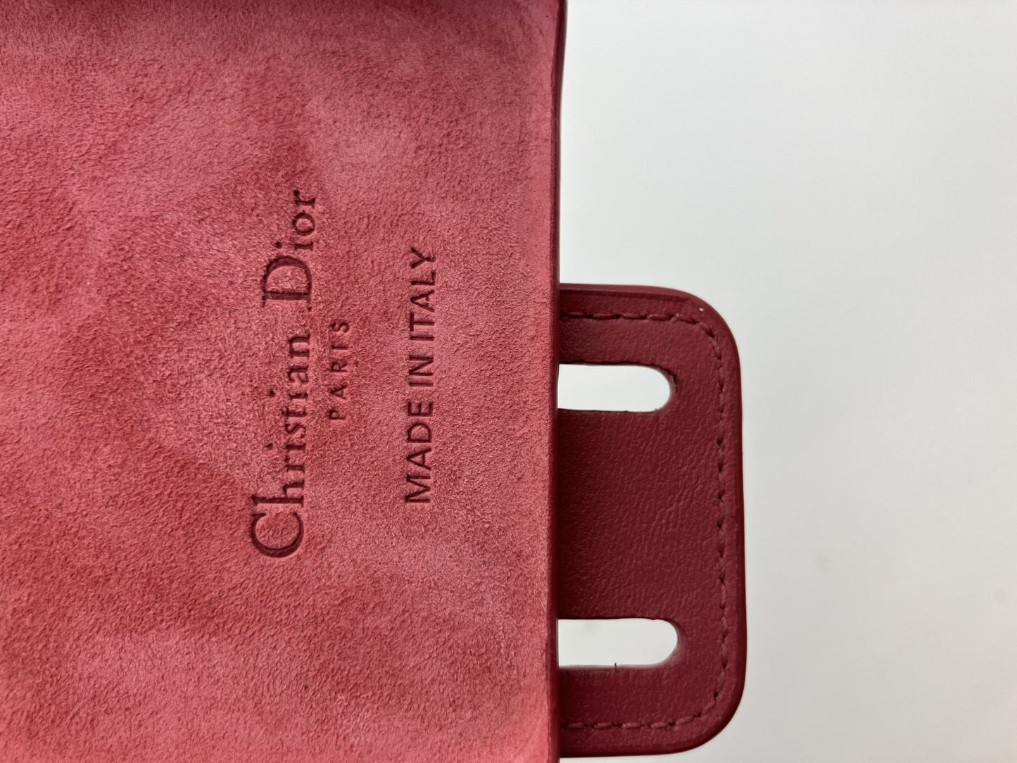 Christian Dior iPhone X/XS Case Red Leather Strap Handle Gold Studs Italy