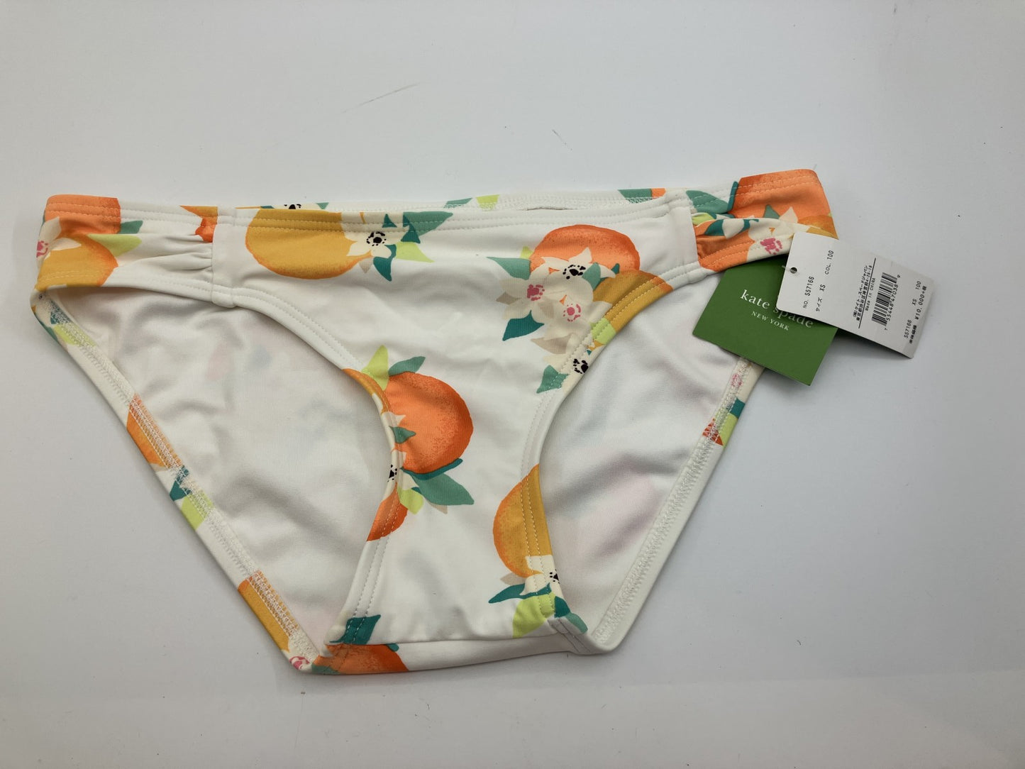 Kate Spade Bikini Bottom Orange Floral White XS New with Tags Model Worn