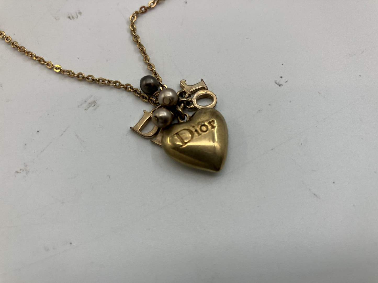 Dior Heart-Motif Logo Necklace Total Length 46 cm (18.11 inch) Gold