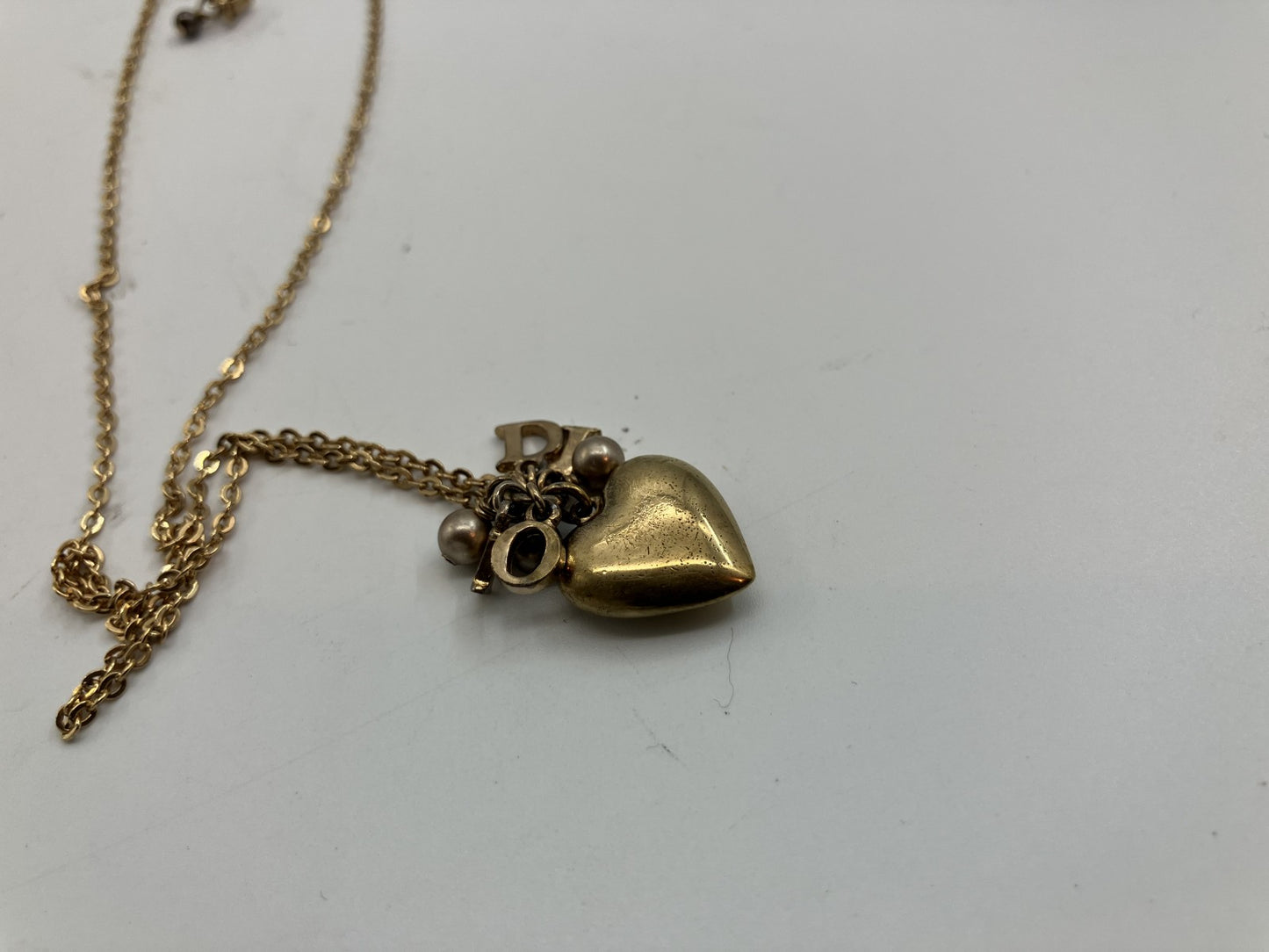 Dior Heart-Motif Logo Necklace Total Length 46 cm (18.11 inch) Gold