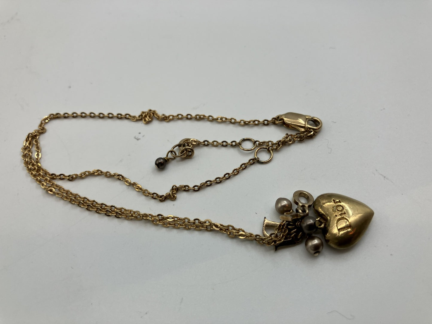Dior Heart-Motif Logo Necklace Total Length 46 cm (18.11 inch) Gold