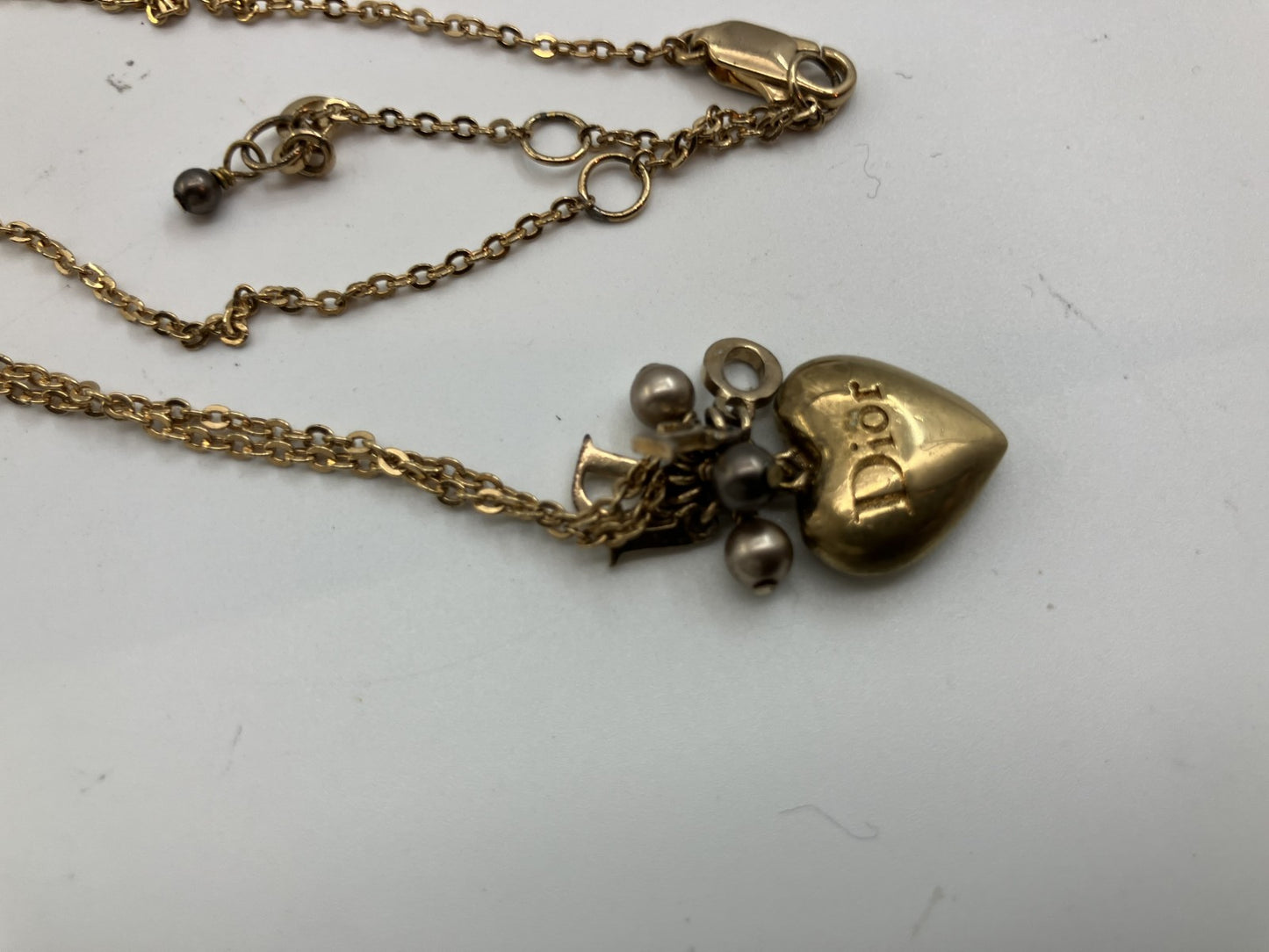 Dior Heart-Motif Logo Necklace Total Length 46 cm (18.11 inch) Gold
