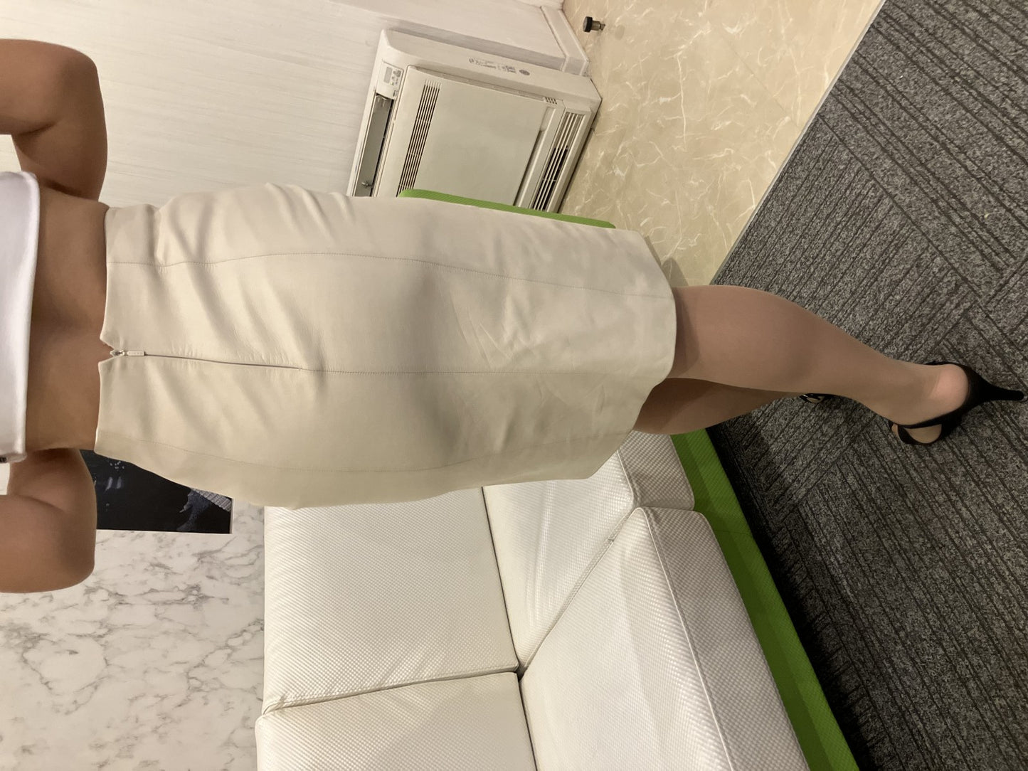 LOEWE Genuine Leather Skirt Tight Skirt NAPA CREMA Made in Spain