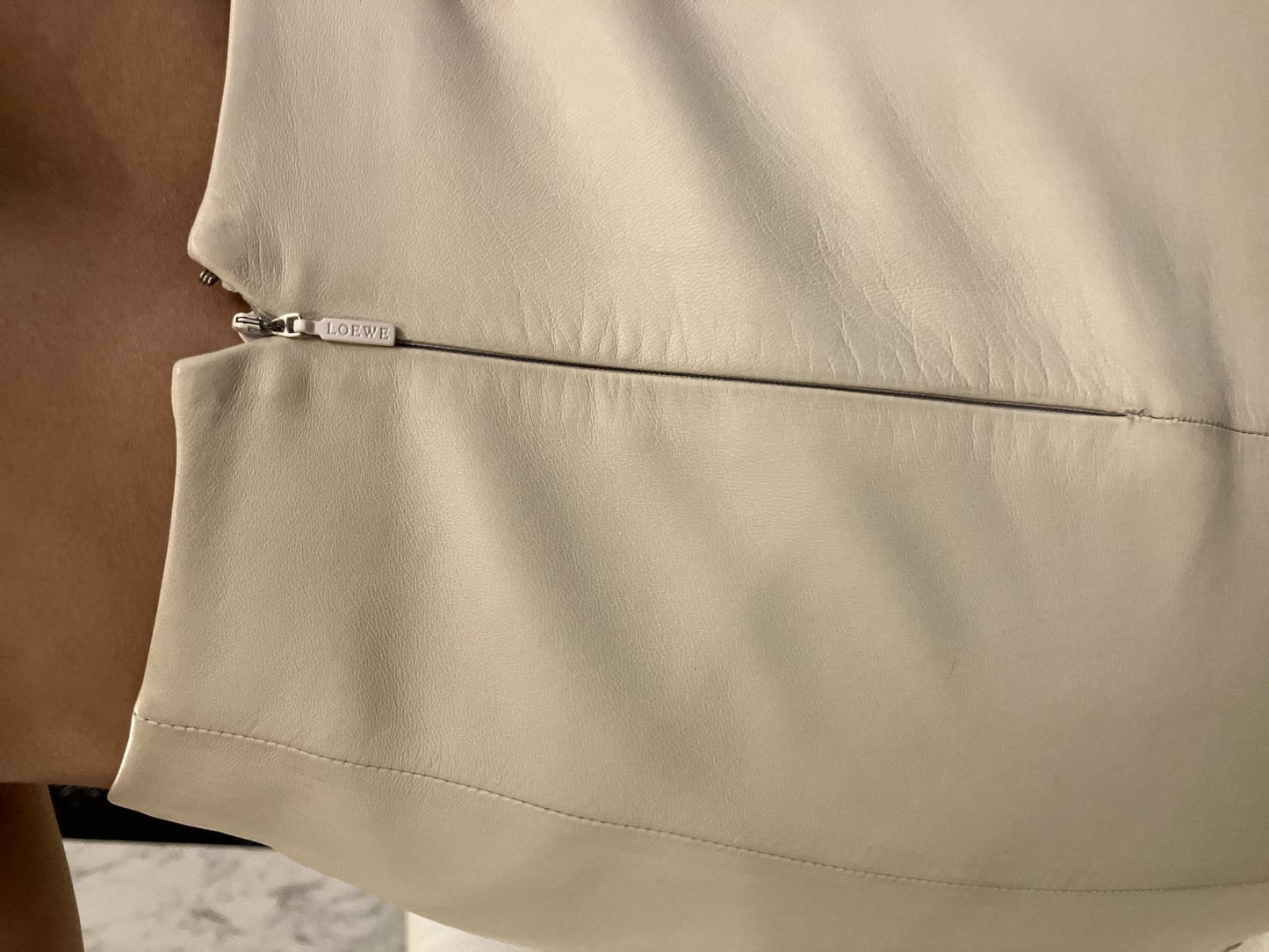 LOEWE Genuine Leather Skirt Tight Skirt NAPA CREMA Made in Spain