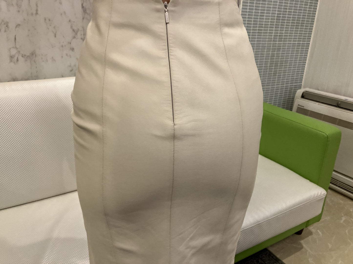 LOEWE Genuine Leather Skirt Tight Skirt NAPA CREMA Made in Spain