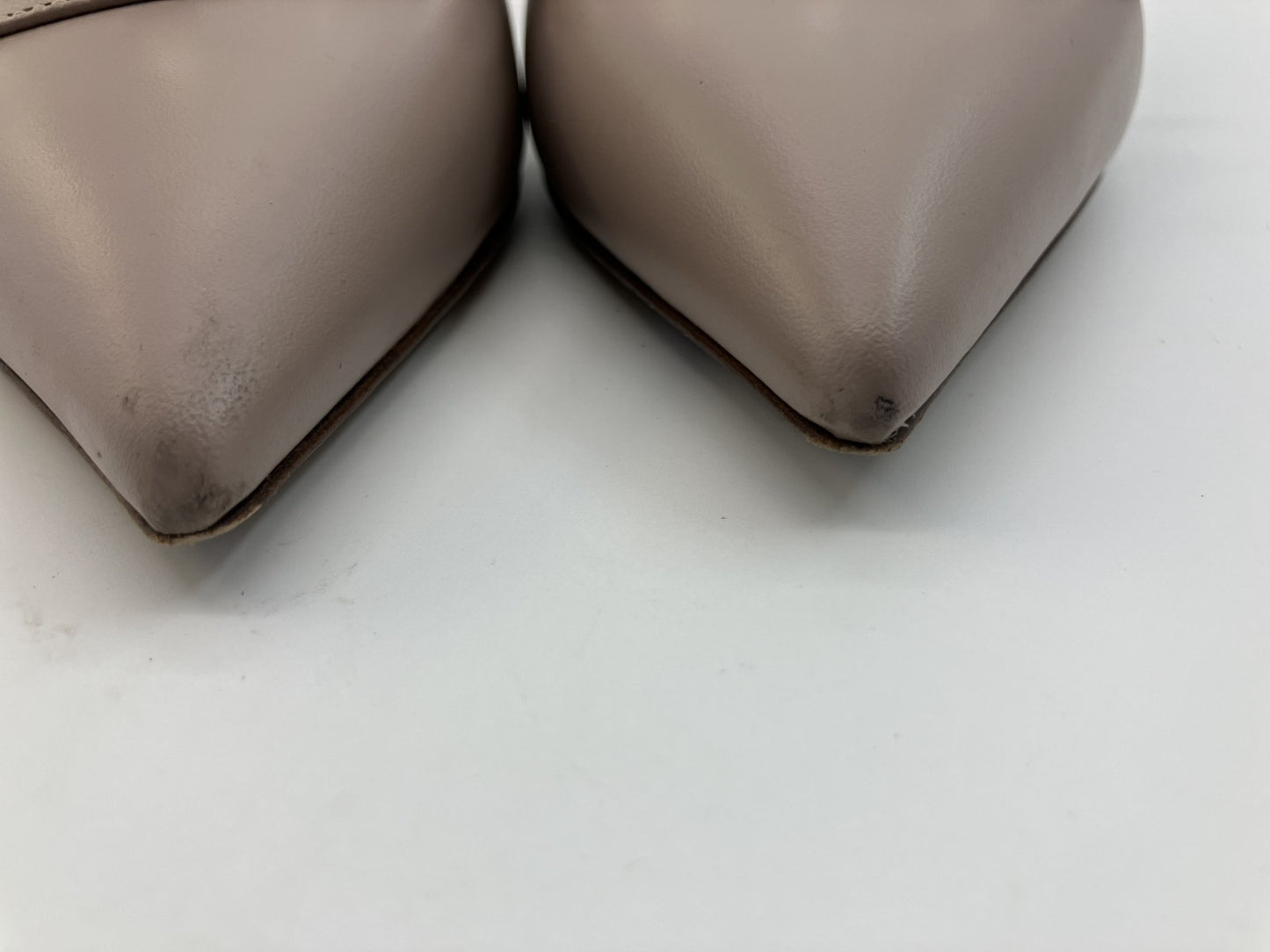 VALENTINO GARAVANI Rockstud Leather Slingback Pumps Nude Beige EU 37.5 Made in Italy Heel 9cm