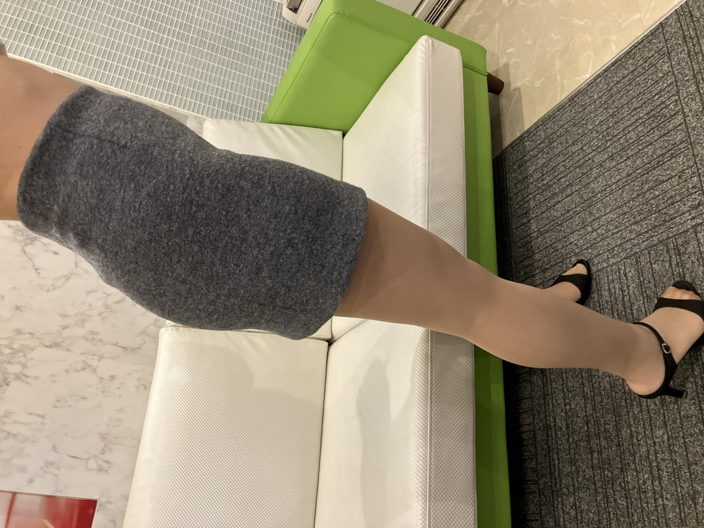 Ron Herman RHC Mini Skirt Wool Blend Knit 2-Piece Set (Khaki & Gray) XS Size Total Length 15"