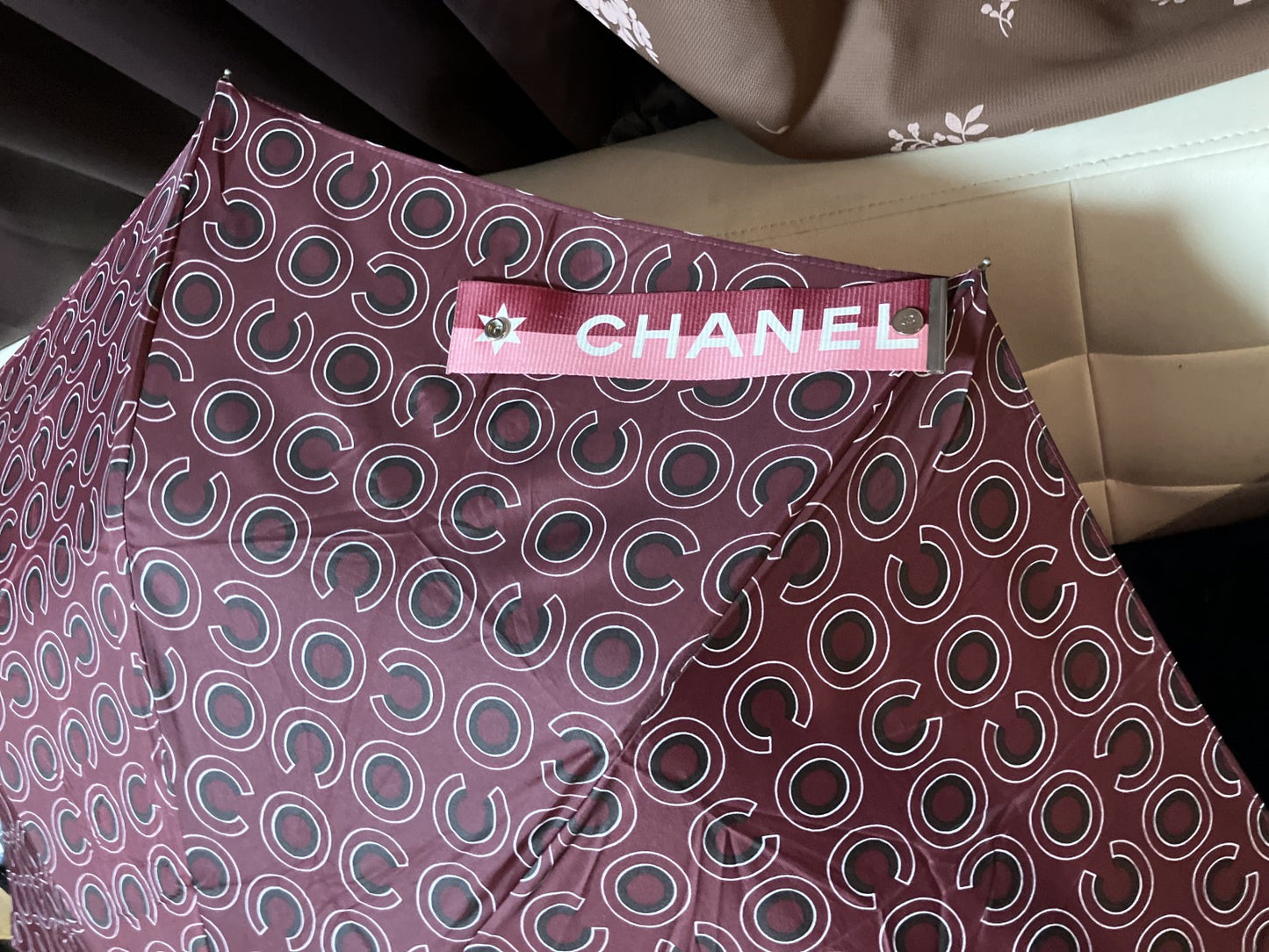 Chanel One-push automatic opening folding umbrella Folded 29cm (11.42 inch) Free shipping 