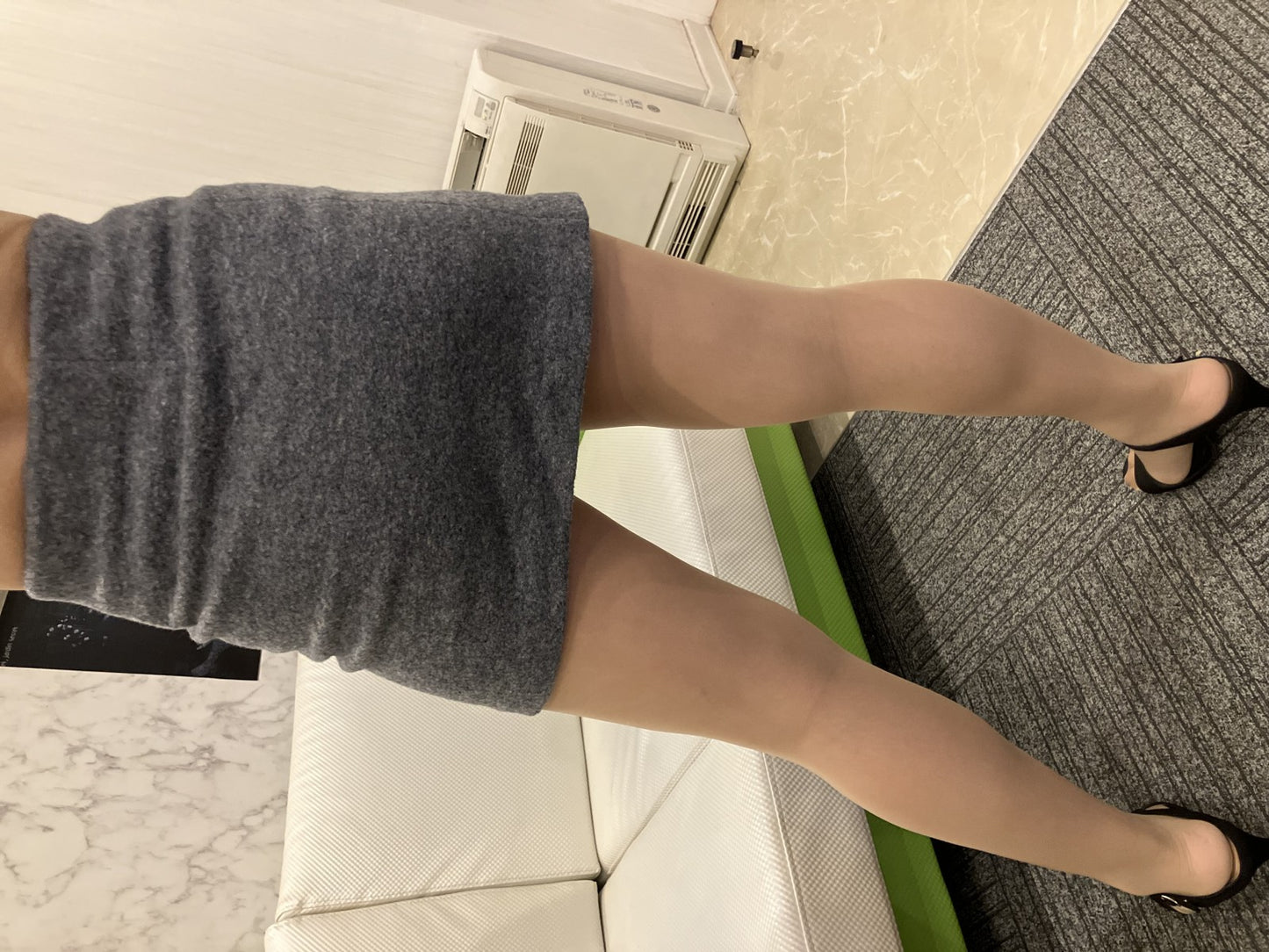 Ron Herman RHC Mini Skirt Wool Blend Knit 2-Piece Set (Khaki & Gray) XS Size Total Length 15"