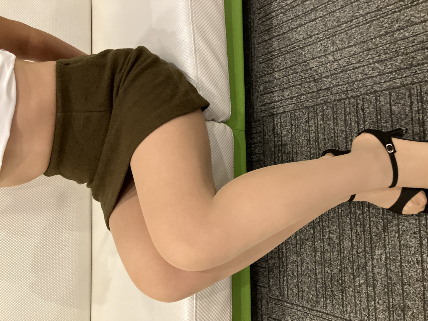 Ron Herman RHC Mini Skirt Wool Blend Knit 2-Piece Set (Khaki & Gray) XS Size Total Length 15"